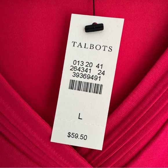 NWT Talbots Red V-Neck Long Sleeve Stretch Knit Holiday Top Classic Fit Large - Picture 7 of 7